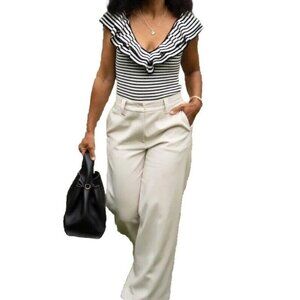 Sezane Black and White Striped Top